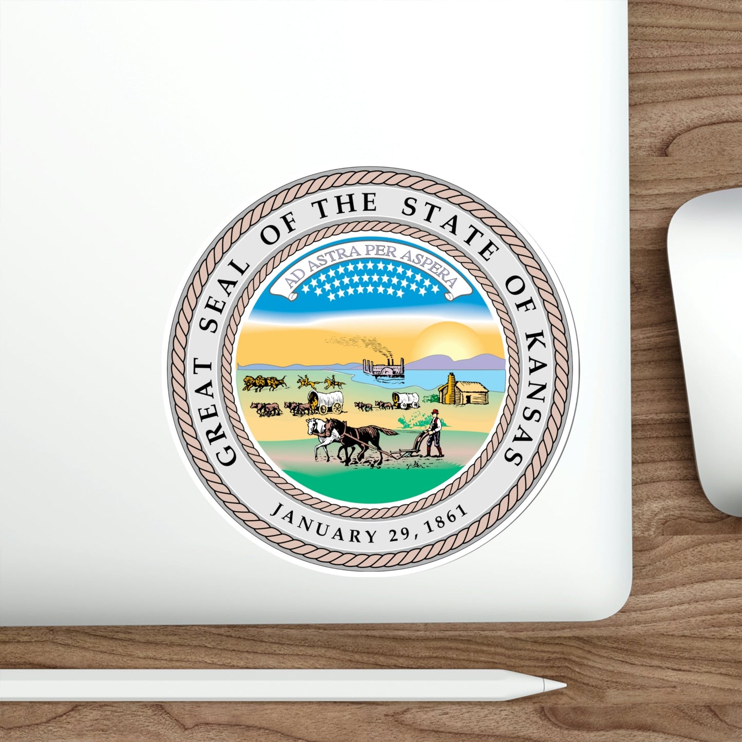 Kansas State Seal STICKER Vinyl Die-Cut Decal-The Sticker Space