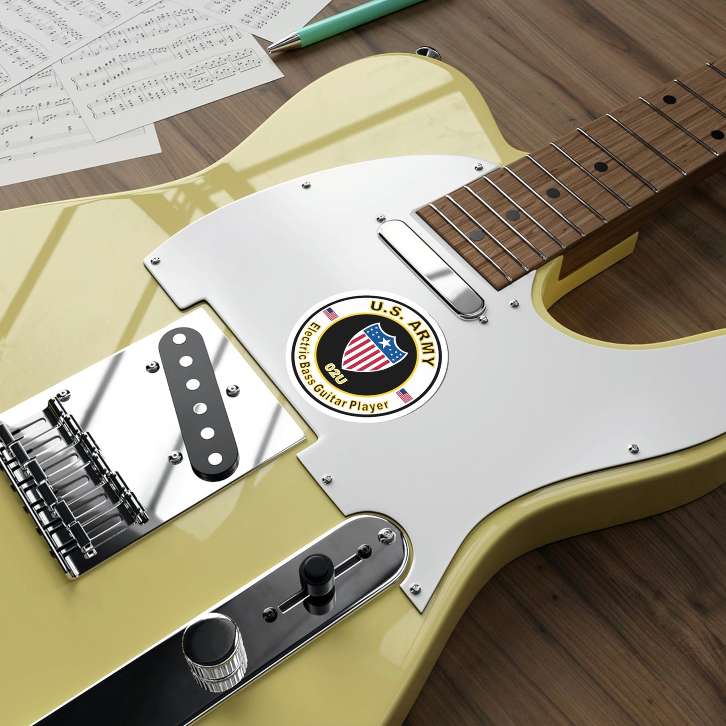 MOS 02U Electric Bass Guitar Player (U.S. Army) STICKER Vinyl Die-Cut Decal-The Sticker Space