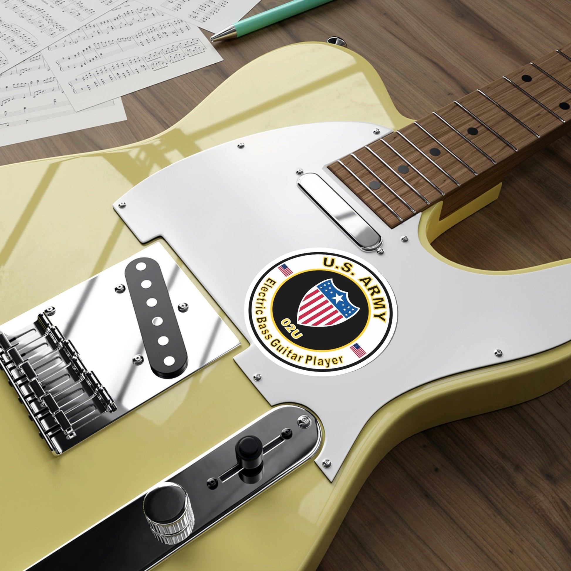 MOS 02U Electric Bass Guitar Player (U.S. Army) STICKER Vinyl Die-Cut Decal-The Sticker Space