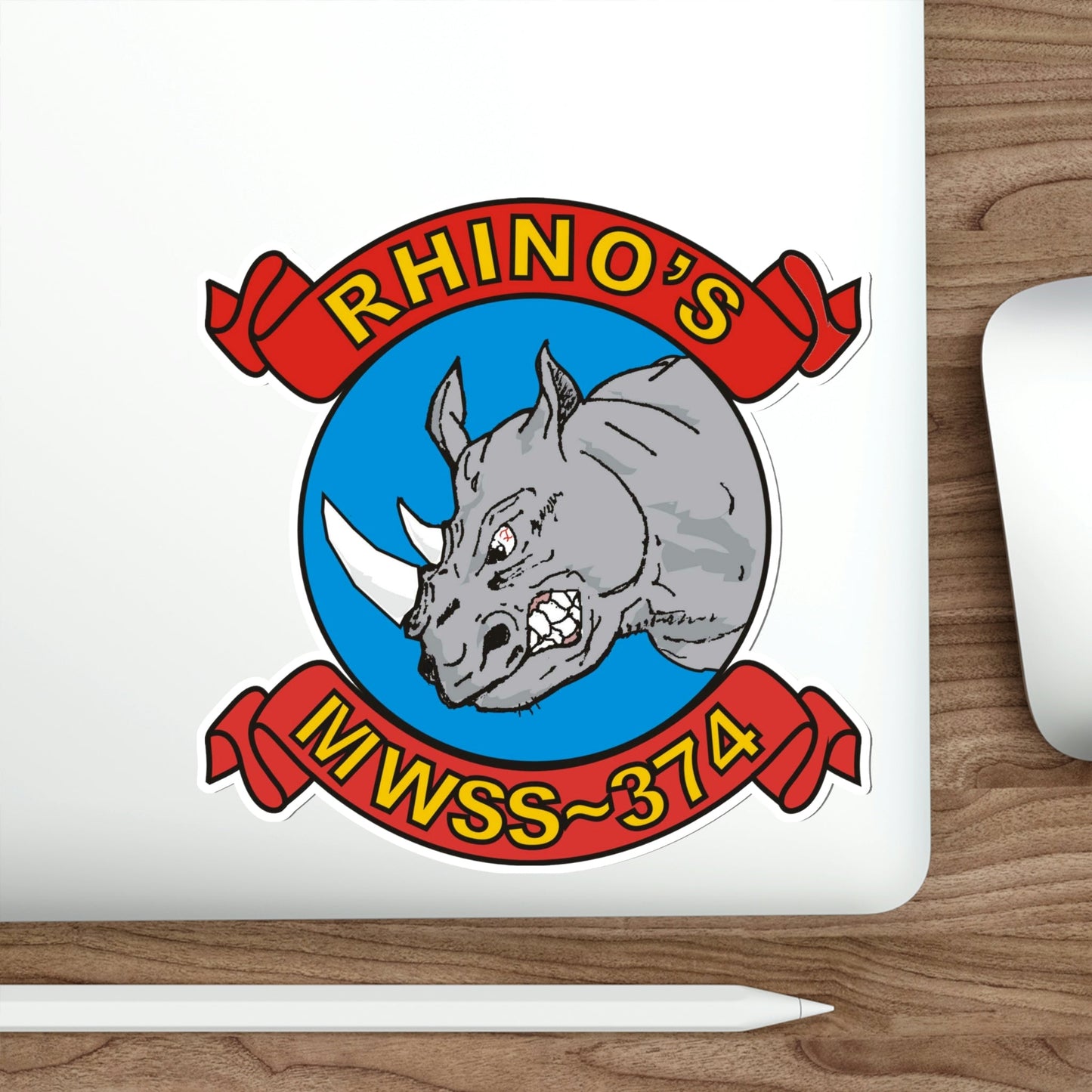 MWSS 374 Rhinos (USMC) STICKER Vinyl Die-Cut Decal-The Sticker Space