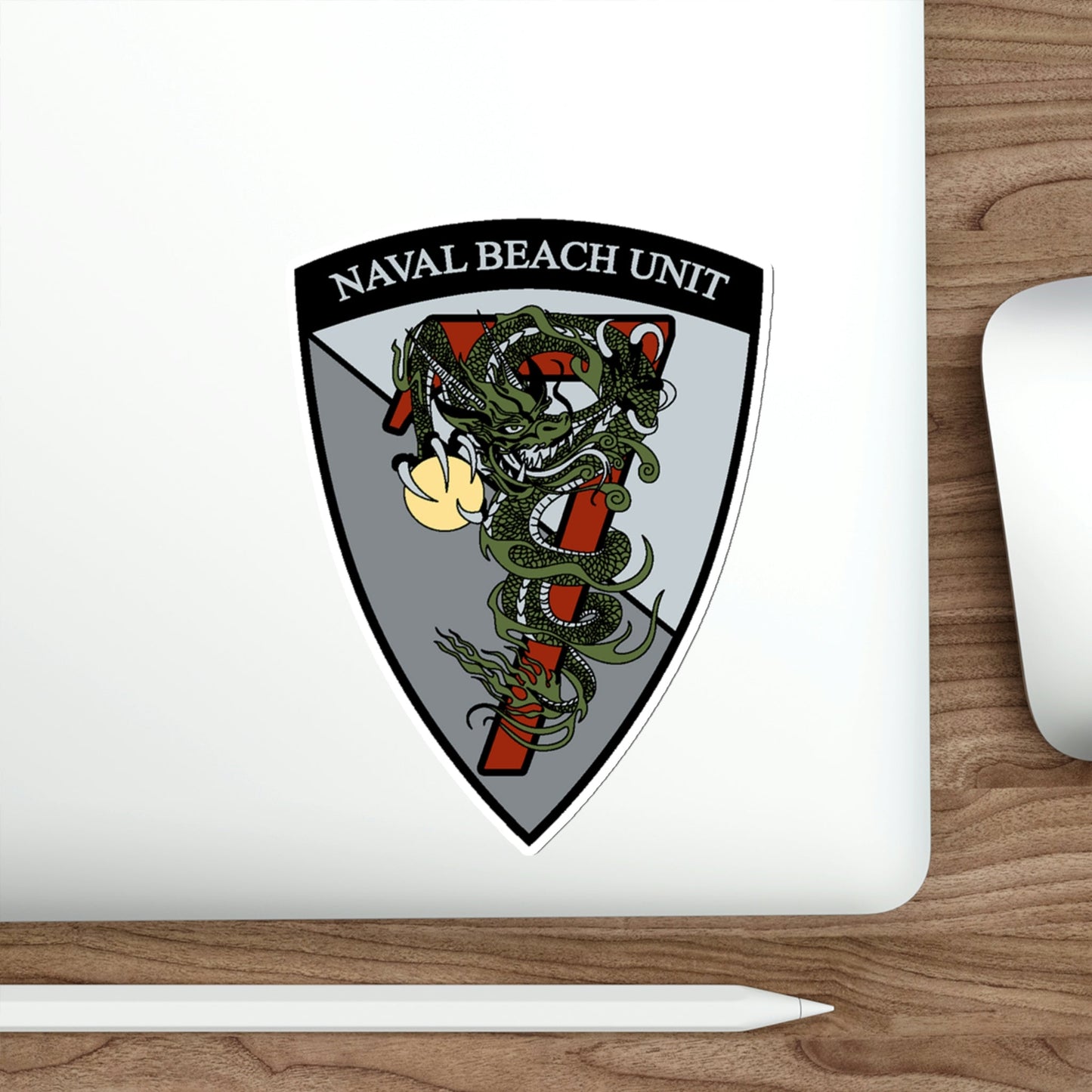 Naval Beach Unit 7 v2 Shield (U.S. Navy) STICKER Vinyl Die-Cut Decal-The Sticker Space