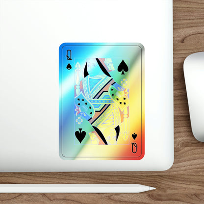 Queen of Spades Playing Card Holographic STICKER Die-Cut Vinyl Decal-The Sticker Space