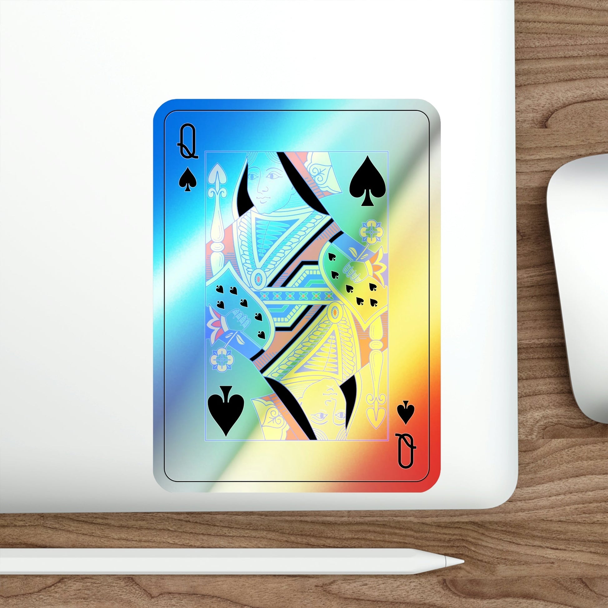 Queen of Spades Playing Card Holographic STICKER Die-Cut Vinyl Decal-The Sticker Space