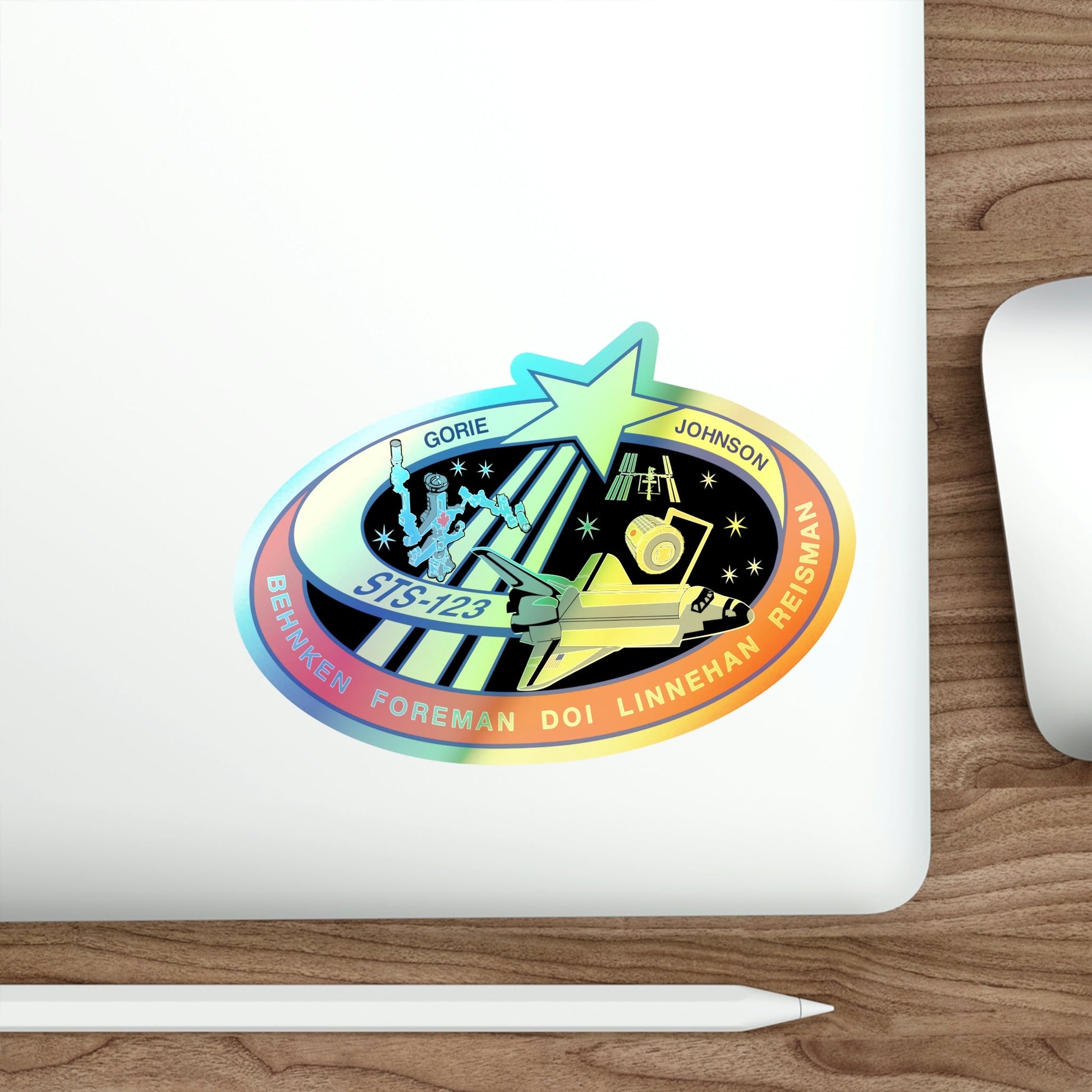 STS 123 (NASA) Holographic STICKER Die-Cut Vinyl Decal-The Sticker Space