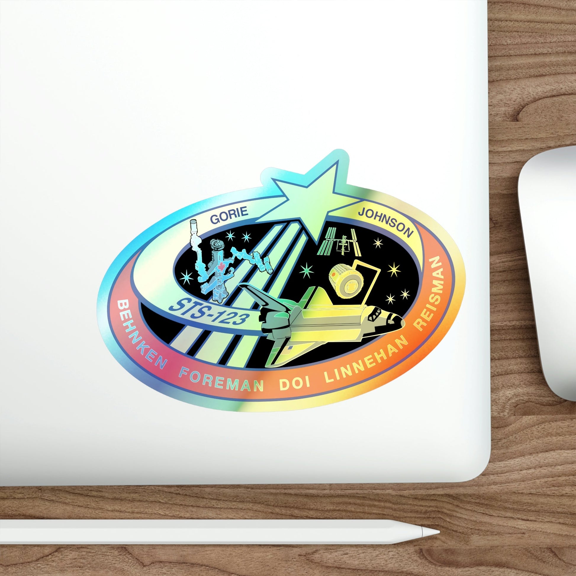 STS 123 (NASA) Holographic STICKER Die-Cut Vinyl Decal-The Sticker Space