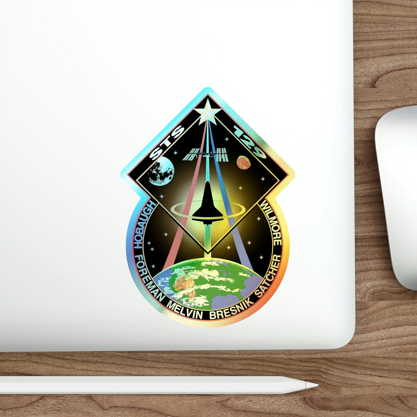 STS 129 (NASA) Holographic STICKER Die-Cut Vinyl Decal-The Sticker Space