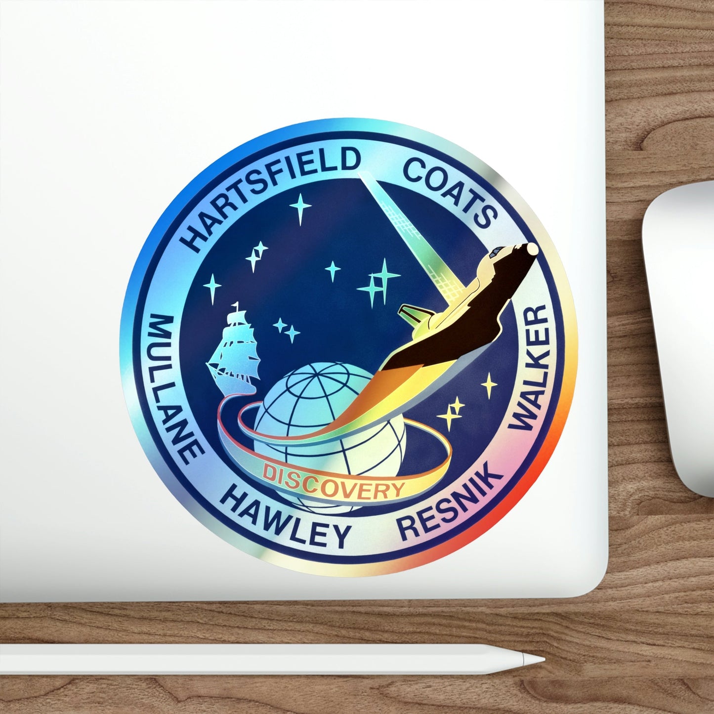 STS 41 D (NASA) Holographic STICKER Die-Cut Vinyl Decal-The Sticker Space