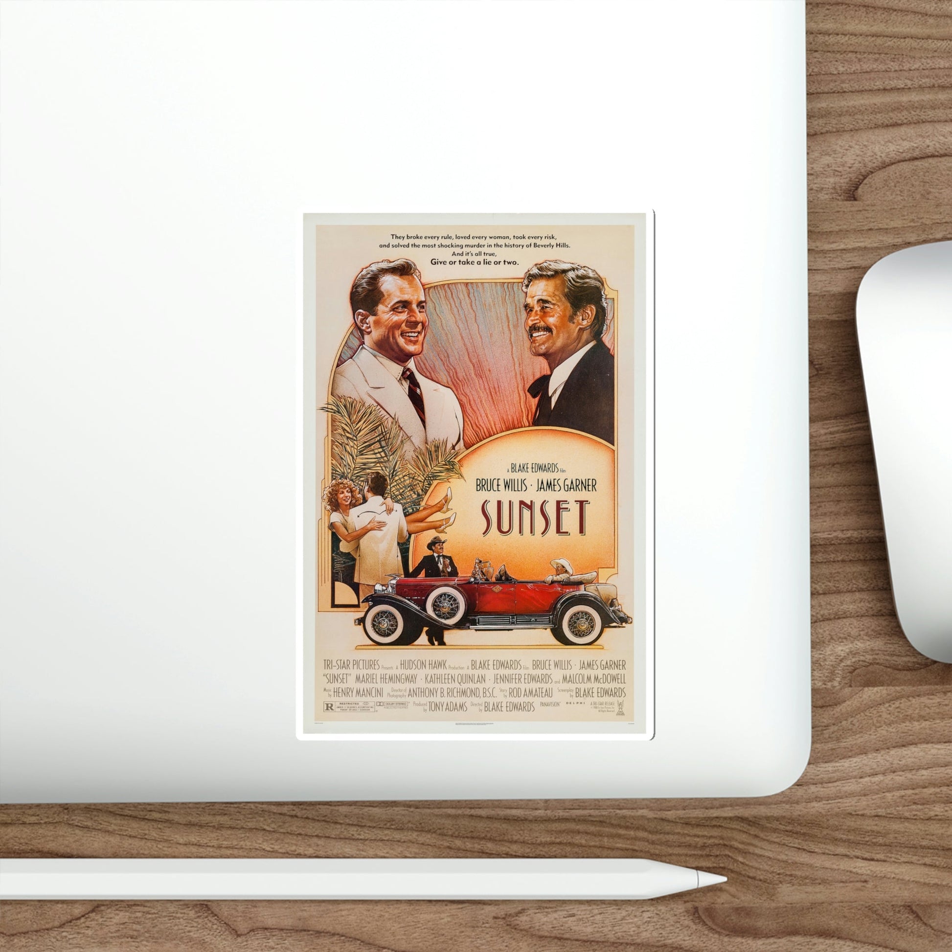 Sunset 1988 Movie Poster STICKER Vinyl Die-Cut Decal-The Sticker Space