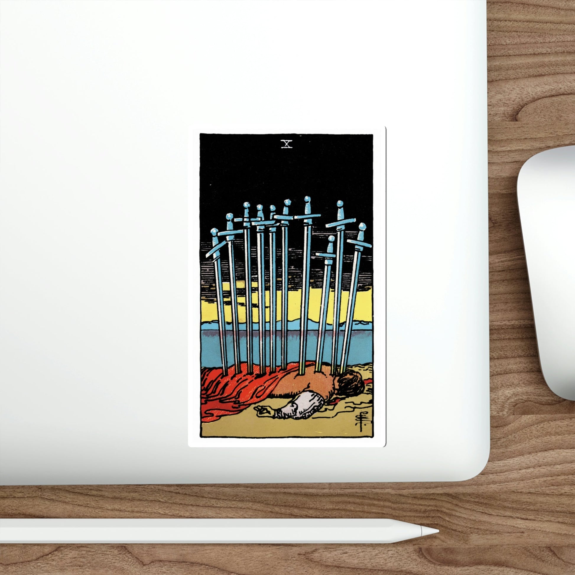 The 10 of Swords (Rider Waite Tarot Deck) STICKER Vinyl Die-Cut Decal-The Sticker Space