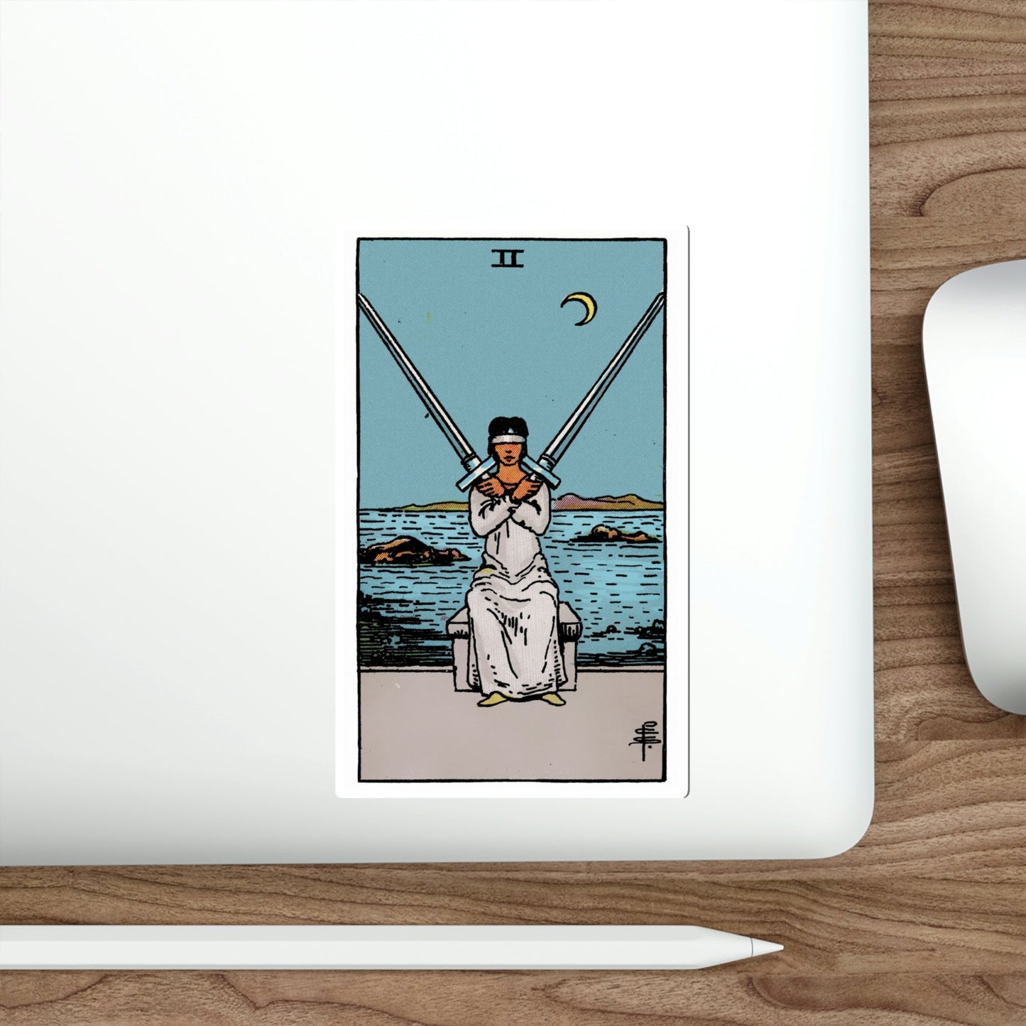 The 2 of Swords (Rider Waite Tarot Deck) STICKER Vinyl Die-Cut Decal-The Sticker Space