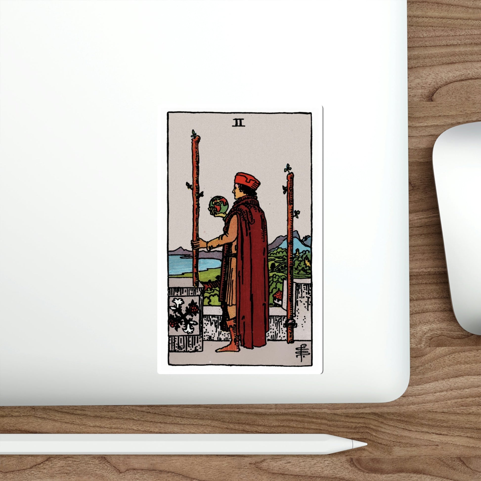 The 2 of Wands (Rider Waite Tarot Deck) STICKER Vinyl Die-Cut Decal-The Sticker Space