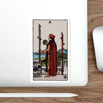 The 2 of Wands (Rider Waite Tarot Deck) STICKER Vinyl Die-Cut Decal-The Sticker Space