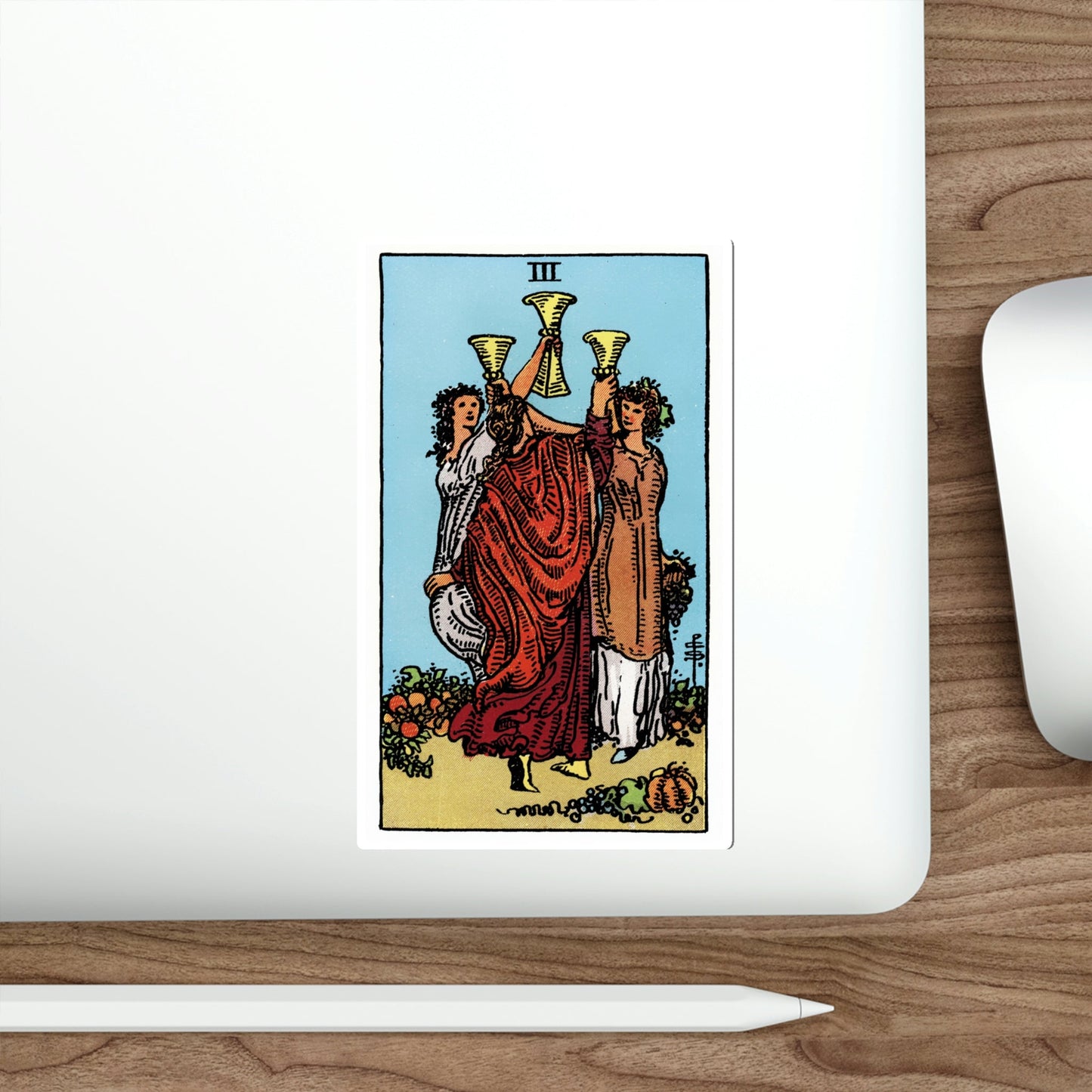 The 3 of Cups (Rider Waite Tarot Deck) STICKER Vinyl Die-Cut Decal-The Sticker Space