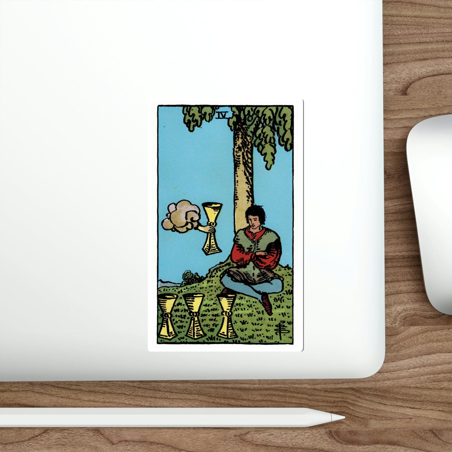 The 4 of Cups (Rider Waite Tarot Deck) STICKER Vinyl Die-Cut Decal-The Sticker Space