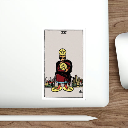 The 4 of Pentacles (Rider Waite Tarot Deck) STICKER Vinyl Die-Cut Decal-The Sticker Space