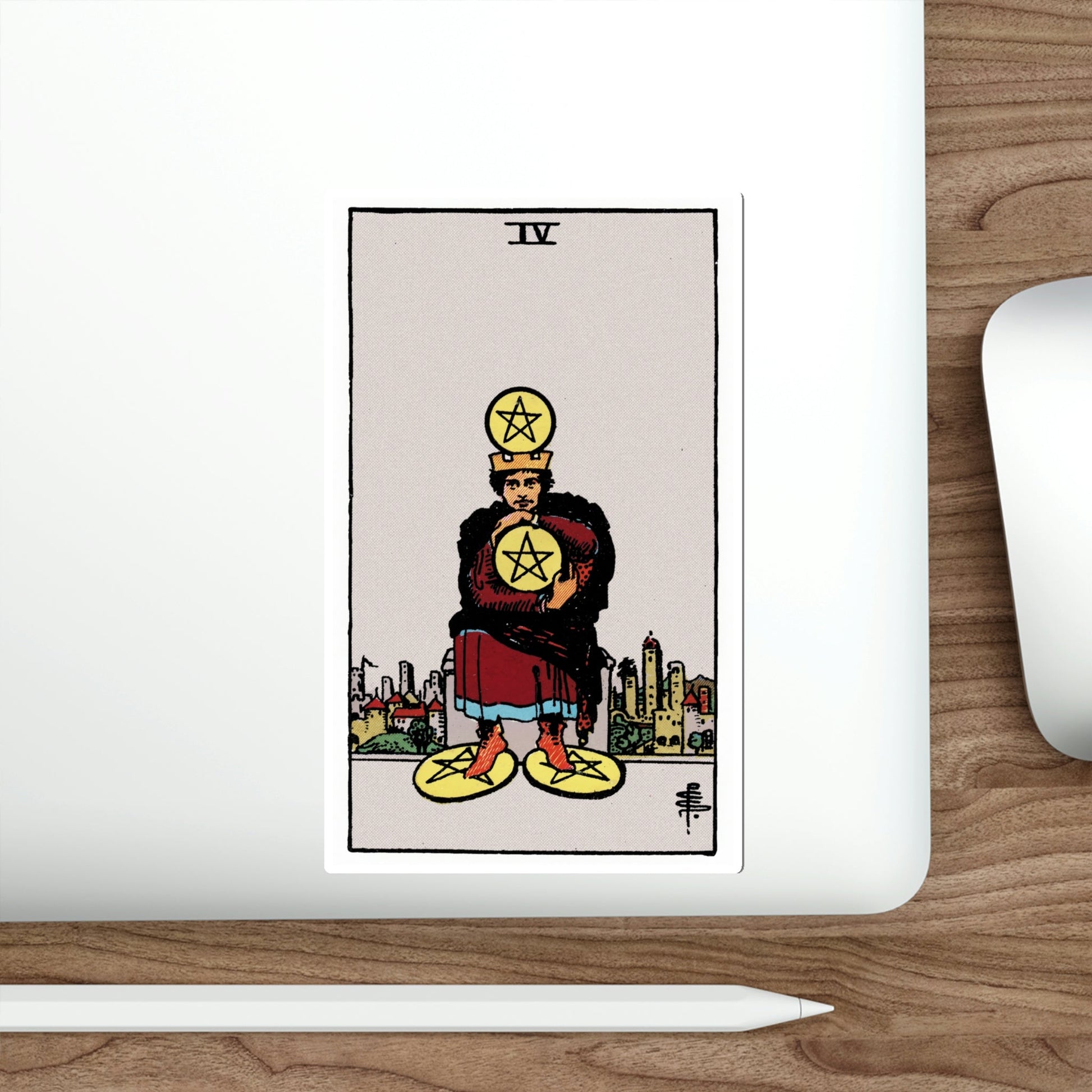 The 4 of Pentacles (Rider Waite Tarot Deck) STICKER Vinyl Die-Cut Decal-The Sticker Space