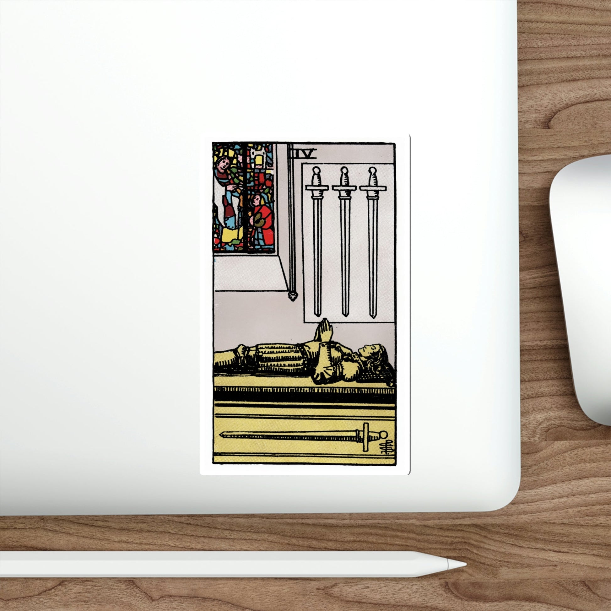 The 4 of Swords (Rider Waite Tarot Deck) STICKER Vinyl Die-Cut Decal-The Sticker Space