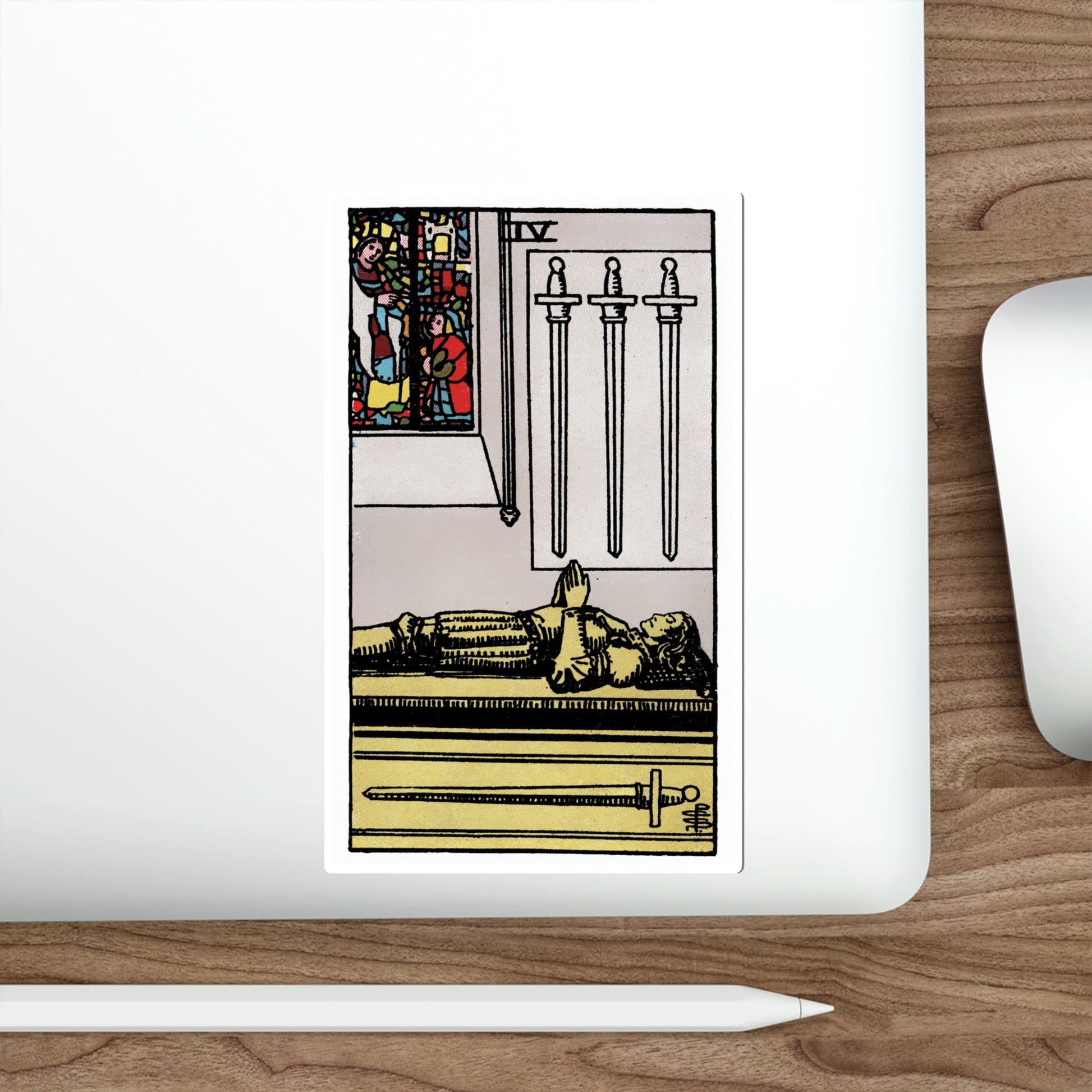 The 4 of Swords (Rider Waite Tarot Deck) STICKER Vinyl Die-Cut Decal-The Sticker Space