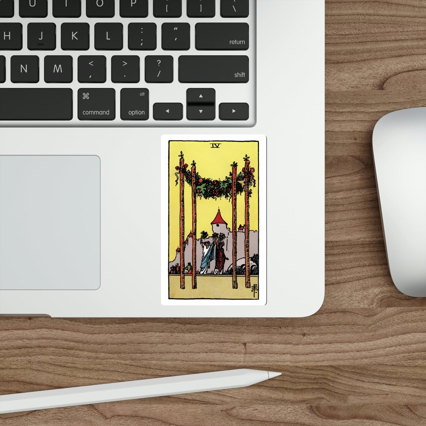 The 4 of Wands (Rider Waite Tarot Deck) STICKER Vinyl Die-Cut Decal-The Sticker Space