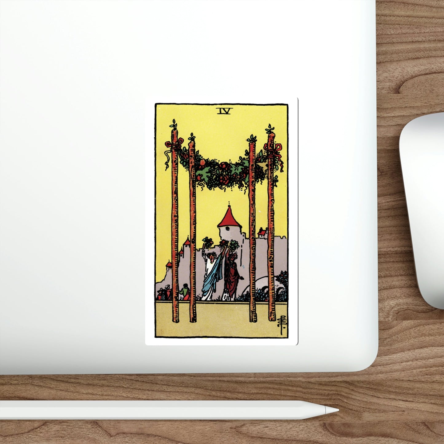 The 4 of Wands (Rider Waite Tarot Deck) STICKER Vinyl Die-Cut Decal-The Sticker Space