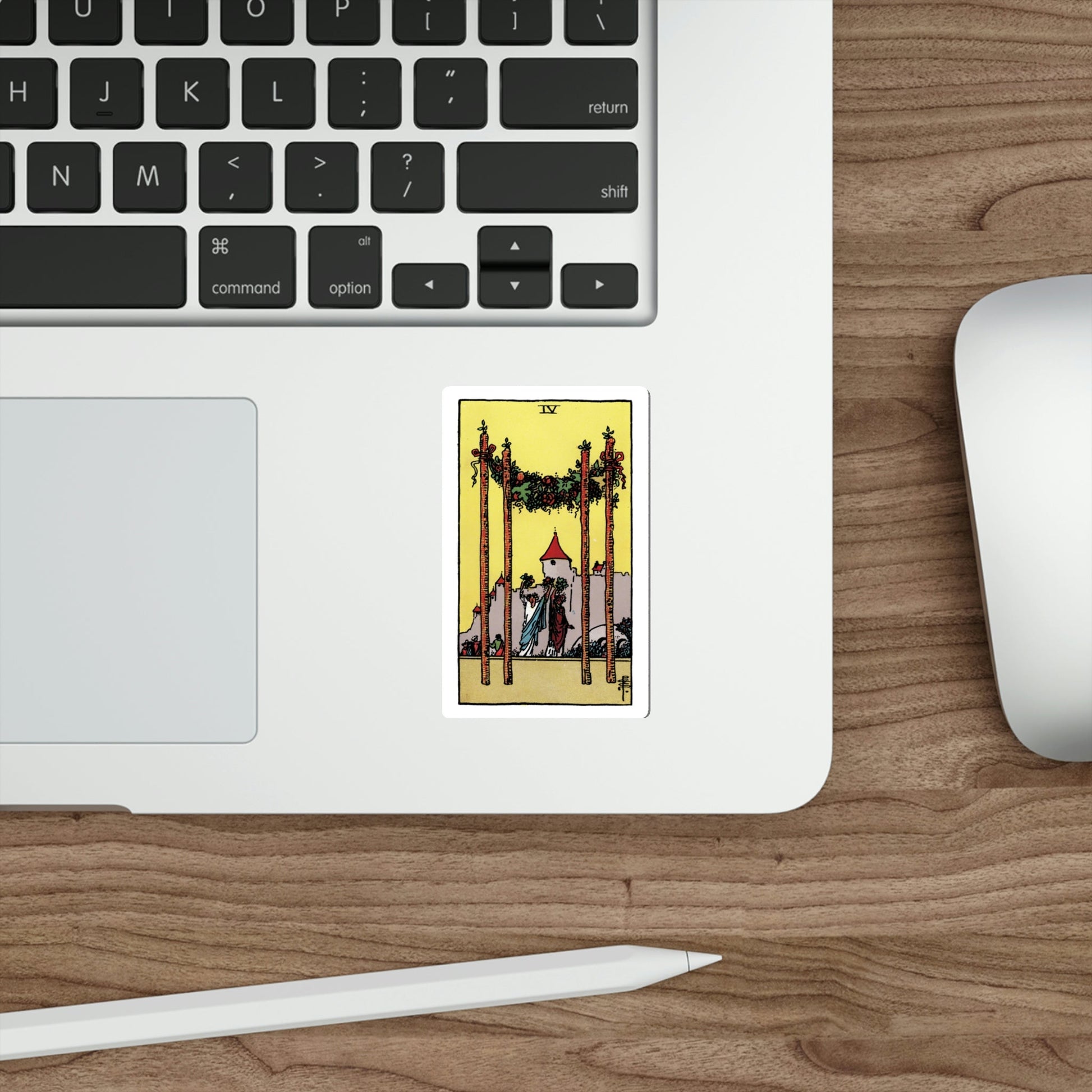 The 4 of Wands (Rider Waite Tarot Deck) STICKER Vinyl Die-Cut Decal-The Sticker Space