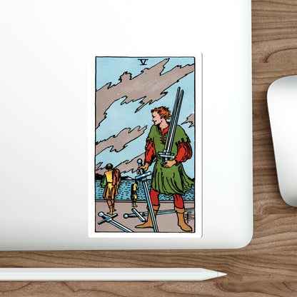 The 5 of Swords (Rider Waite Tarot Deck) STICKER Vinyl Die-Cut Decal-The Sticker Space