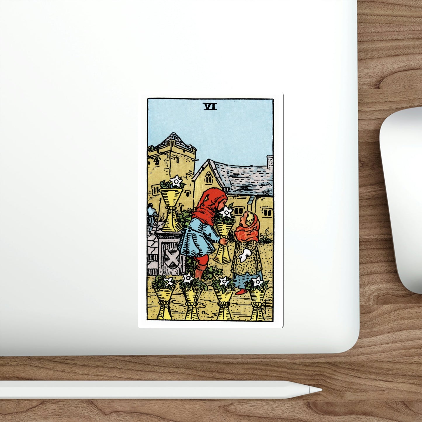 The 6 of Cups (Rider Waite Tarot Deck) STICKER Vinyl Die-Cut Decal-The Sticker Space