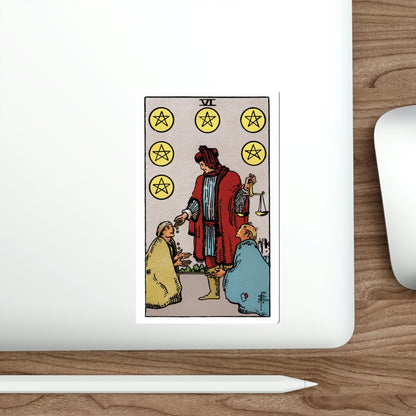 The 6 of Pentacles (Rider Waite Tarot Deck) STICKER Vinyl Die-Cut Decal-The Sticker Space