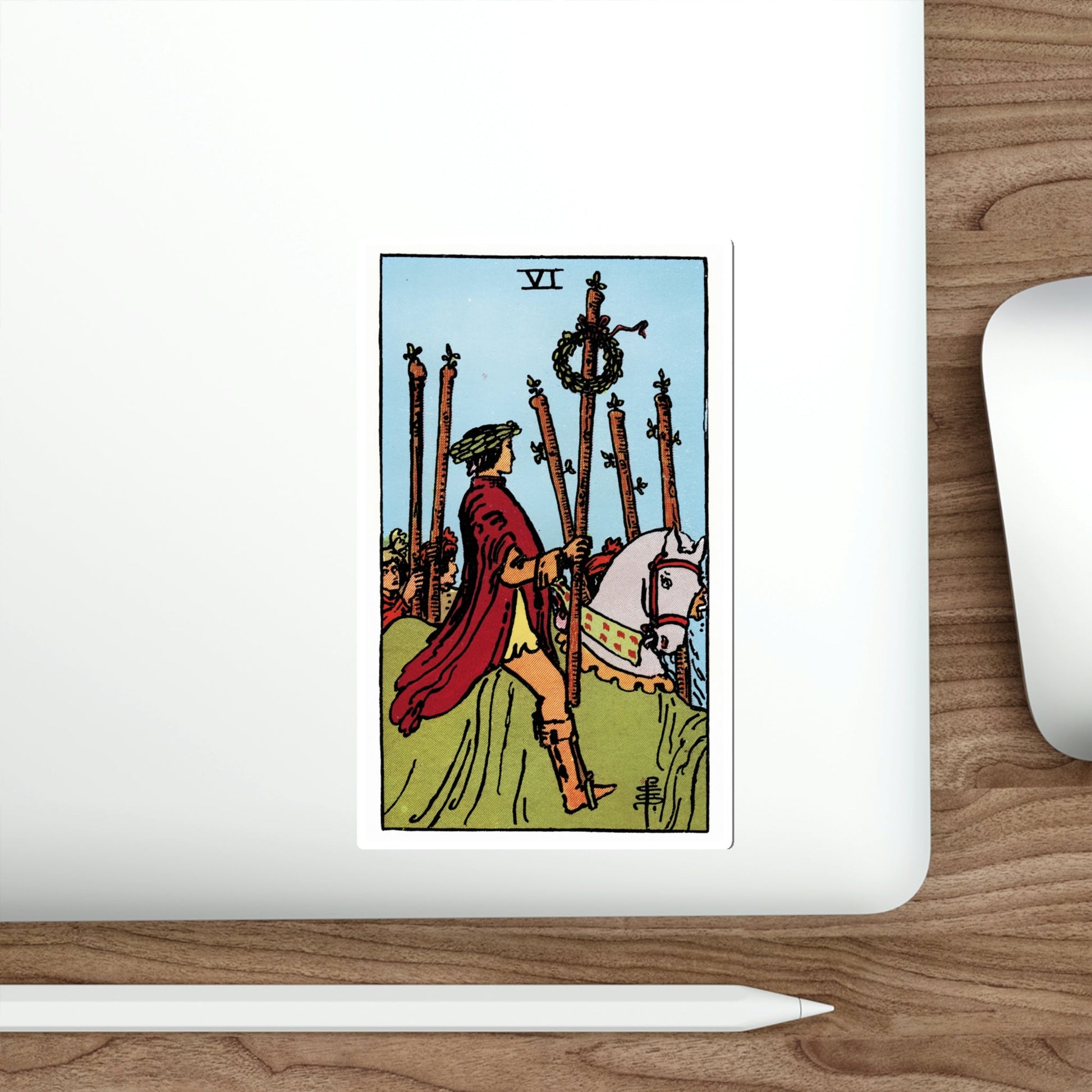 The 6 of Wands (Rider Waite Tarot Deck) STICKER Vinyl Die-Cut Decal-The Sticker Space