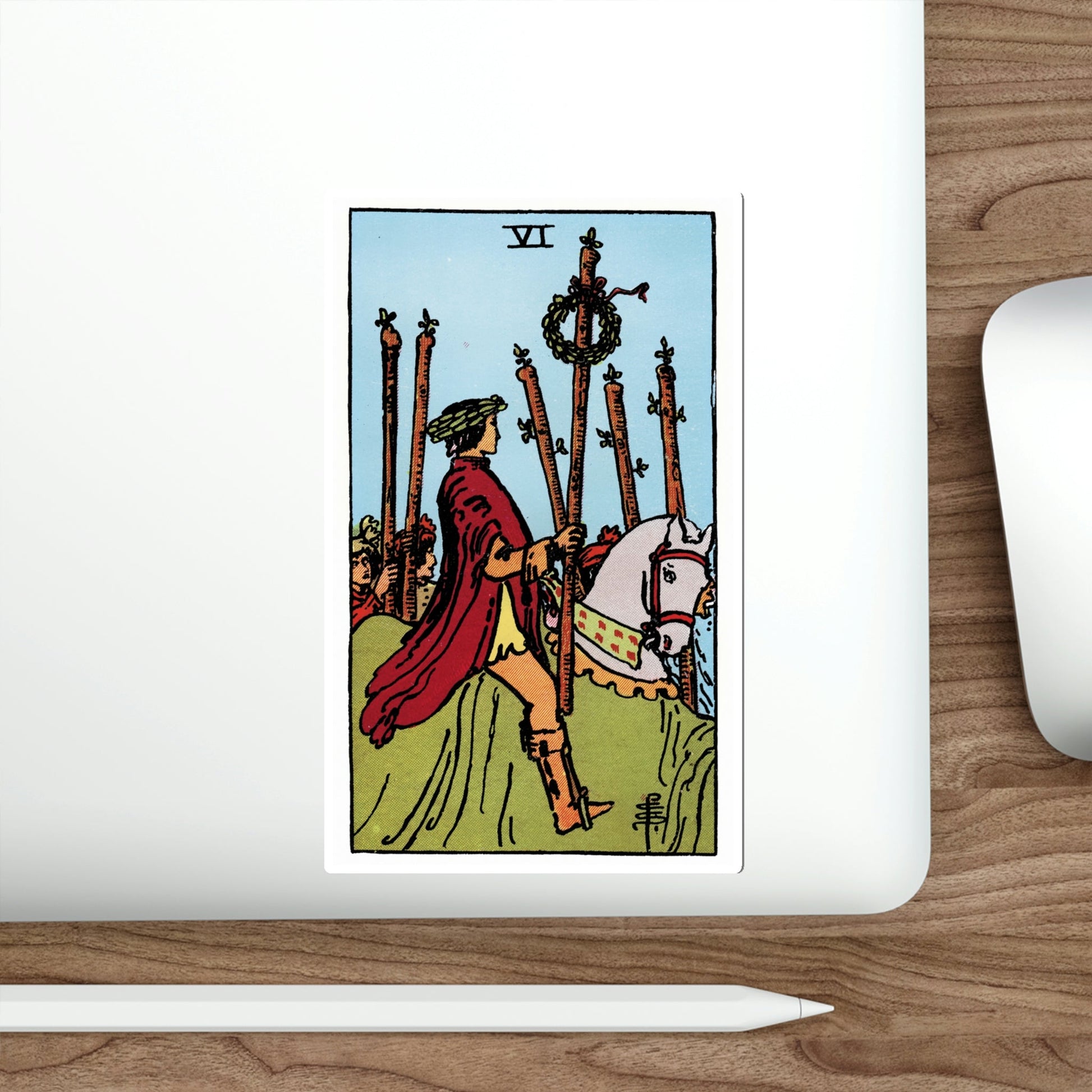 The 6 of Wands (Rider Waite Tarot Deck) STICKER Vinyl Die-Cut Decal-The Sticker Space