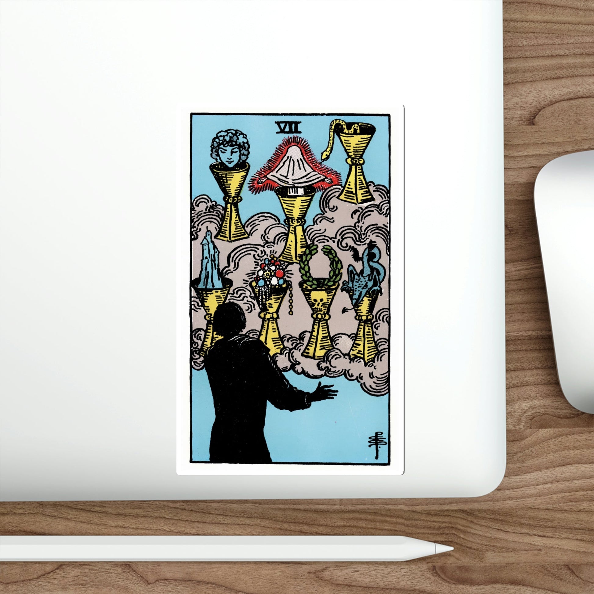 The 7 of Cups (Rider Waite Tarot Deck) STICKER Vinyl Die-Cut Decal-The Sticker Space