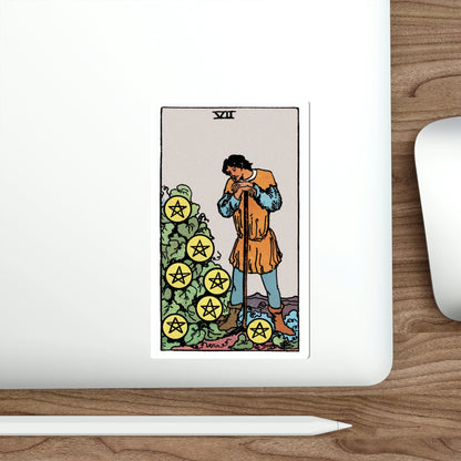 The 7 of Pentacles (Rider Waite Tarot Deck) STICKER Vinyl Die-Cut Decal-The Sticker Space