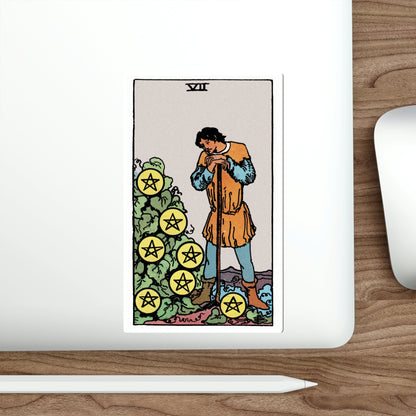 The 7 of Pentacles (Rider Waite Tarot Deck) STICKER Vinyl Die-Cut Decal-The Sticker Space