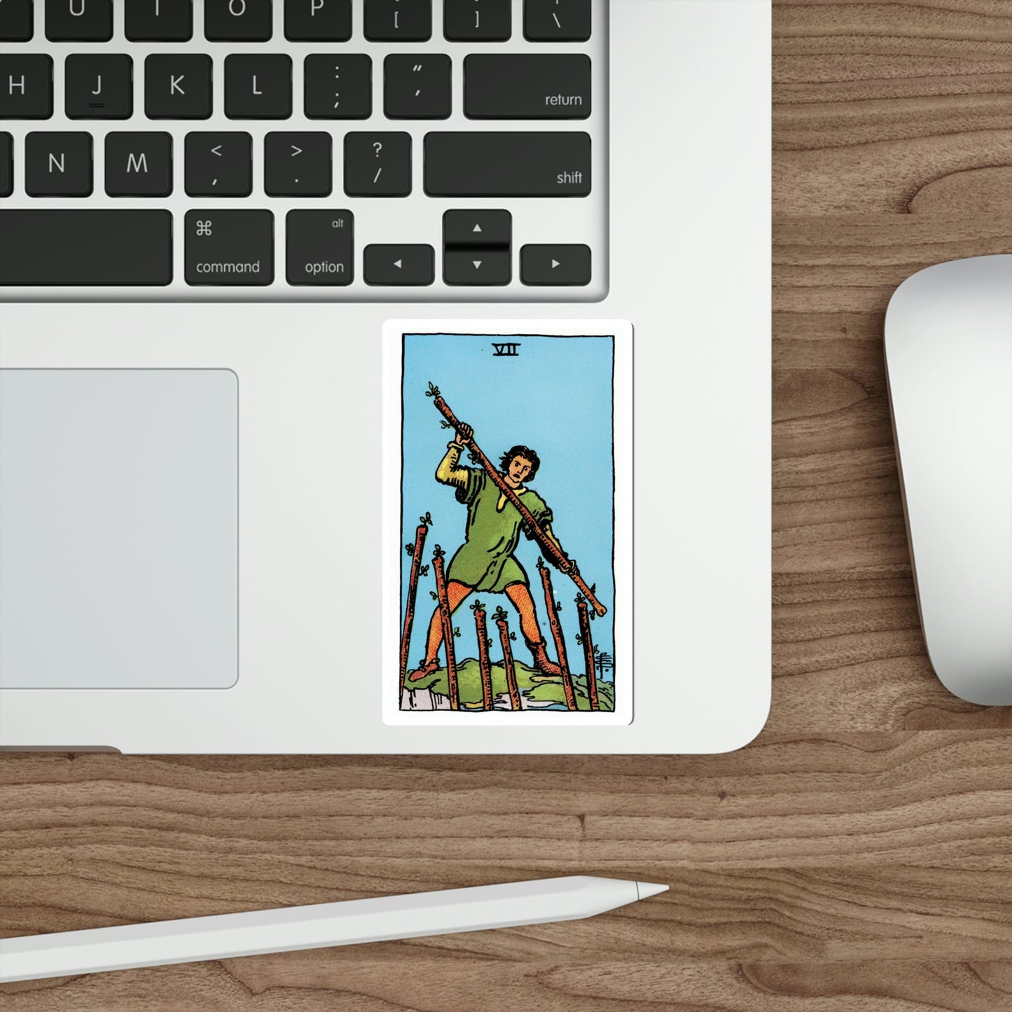 The 7 of Wands (Rider Waite Tarot Deck) STICKER Vinyl Die-Cut Decal-The Sticker Space