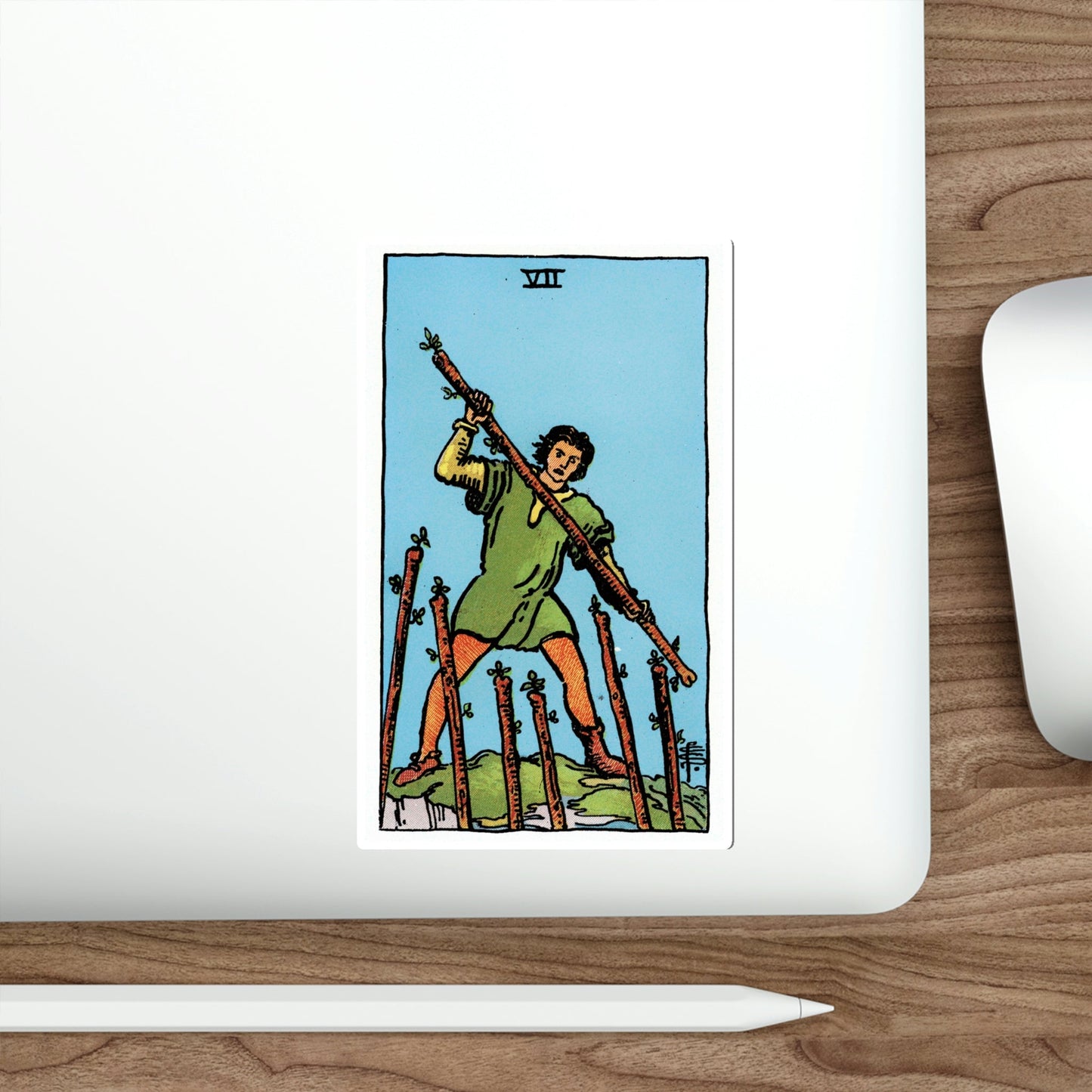 The 7 of Wands (Rider Waite Tarot Deck) STICKER Vinyl Die-Cut Decal-The Sticker Space