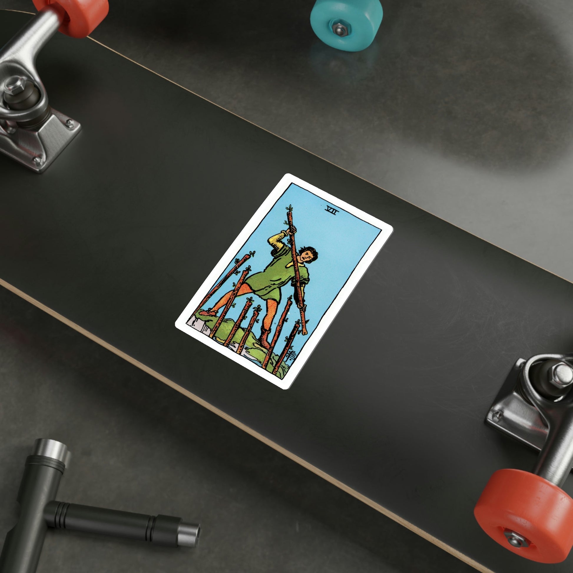 The 7 of Wands (Rider Waite Tarot Deck) STICKER Vinyl Die-Cut Decal-The Sticker Space