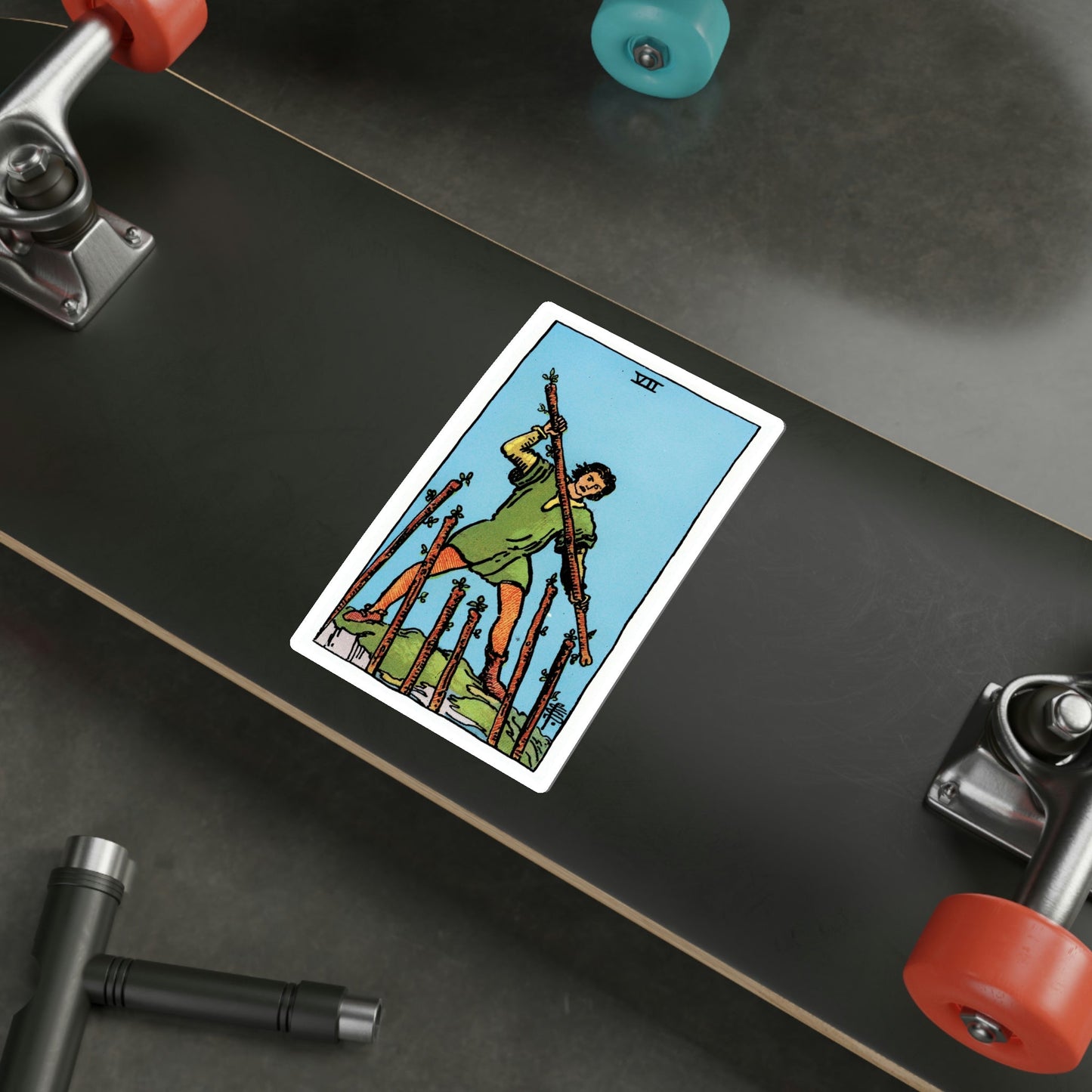 The 7 of Wands (Rider Waite Tarot Deck) STICKER Vinyl Die-Cut Decal-The Sticker Space