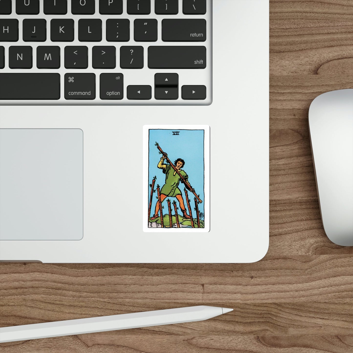 The 7 of Wands (Rider Waite Tarot Deck) STICKER Vinyl Die-Cut Decal-The Sticker Space