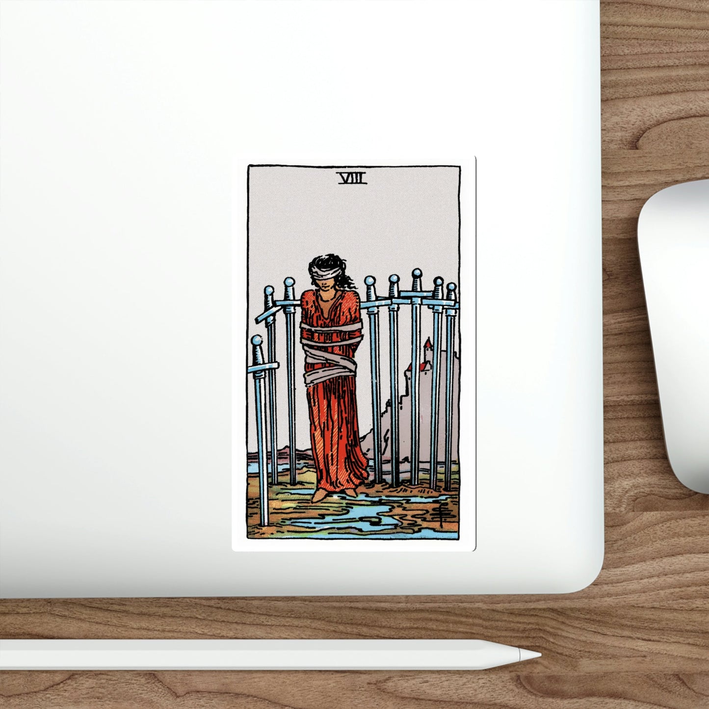 The 8 of Swords (Rider Waite Tarot Deck) STICKER Vinyl Die-Cut Decal-The Sticker Space