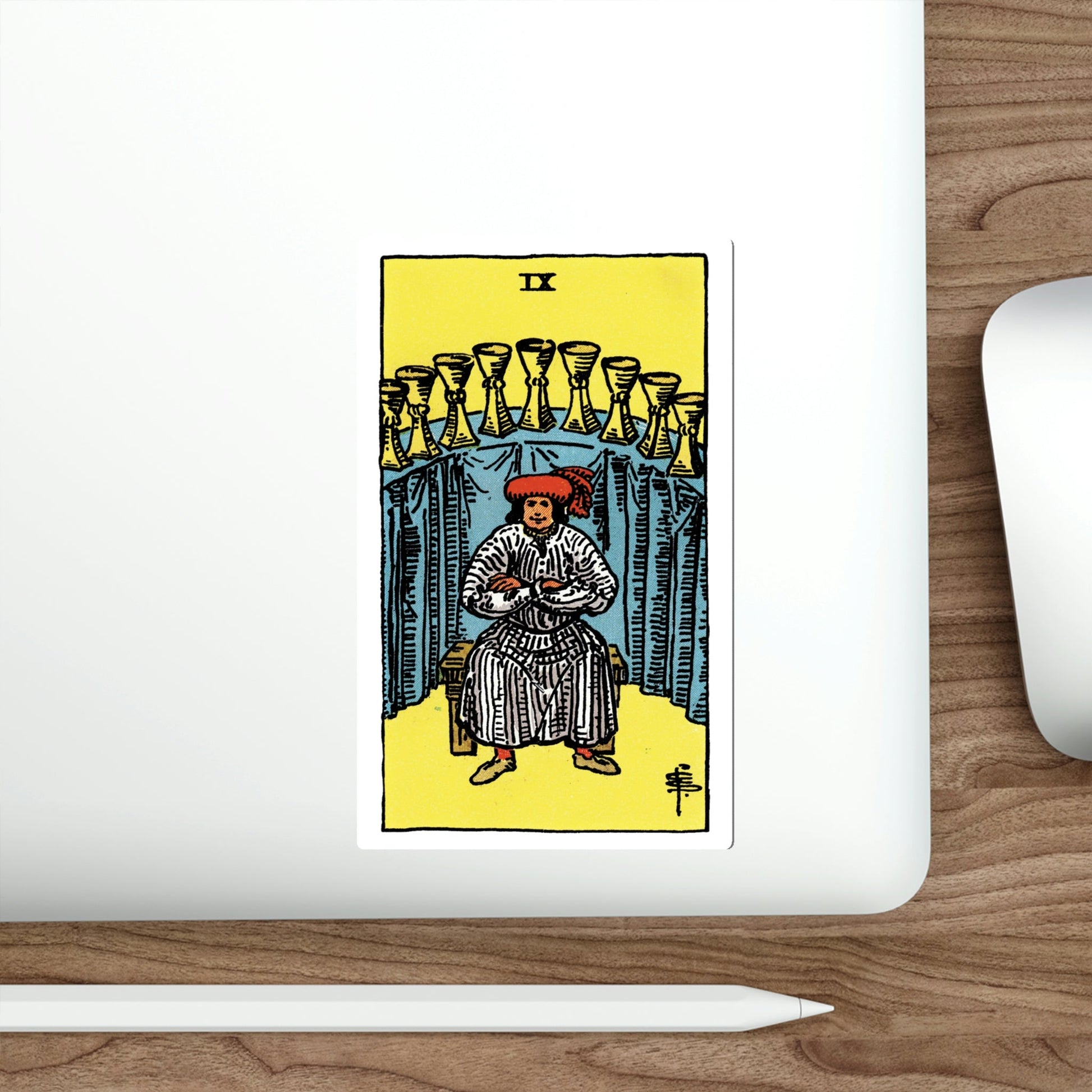 The 9 of Cups (Rider Waite Tarot Deck) STICKER Vinyl Die-Cut Decal-The Sticker Space