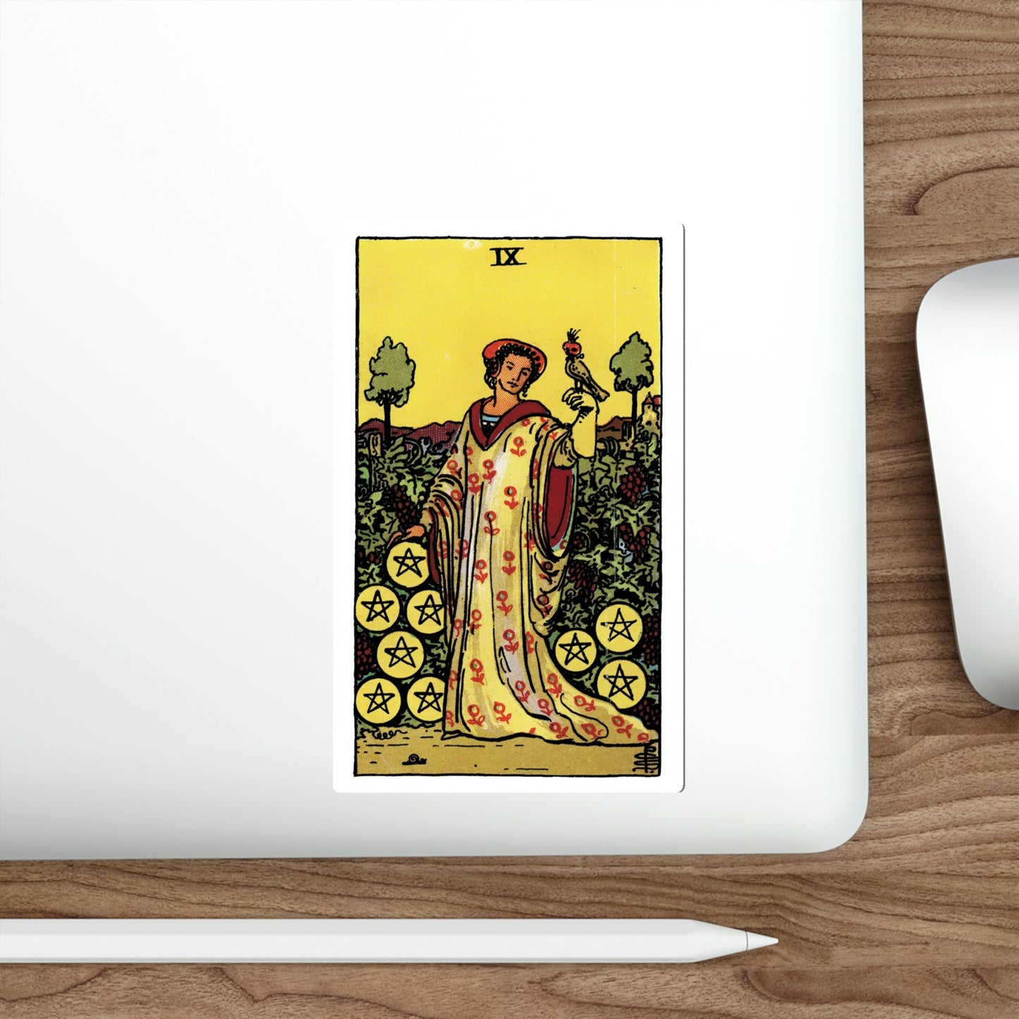 The 9 of Pentacles (Rider Waite Tarot Deck) STICKER Vinyl Die-Cut Decal-The Sticker Space