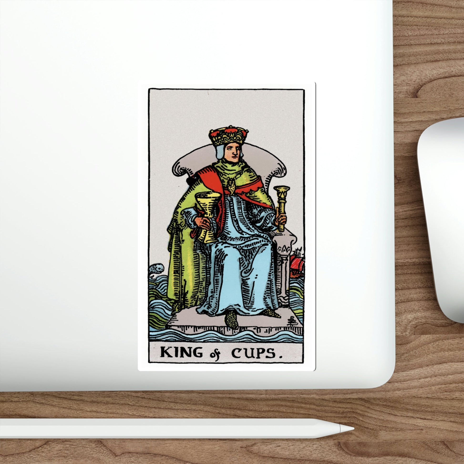 The King of Cups (Rider Waite Tarot Deck) STICKER Vinyl Die-Cut Decal-The Sticker Space