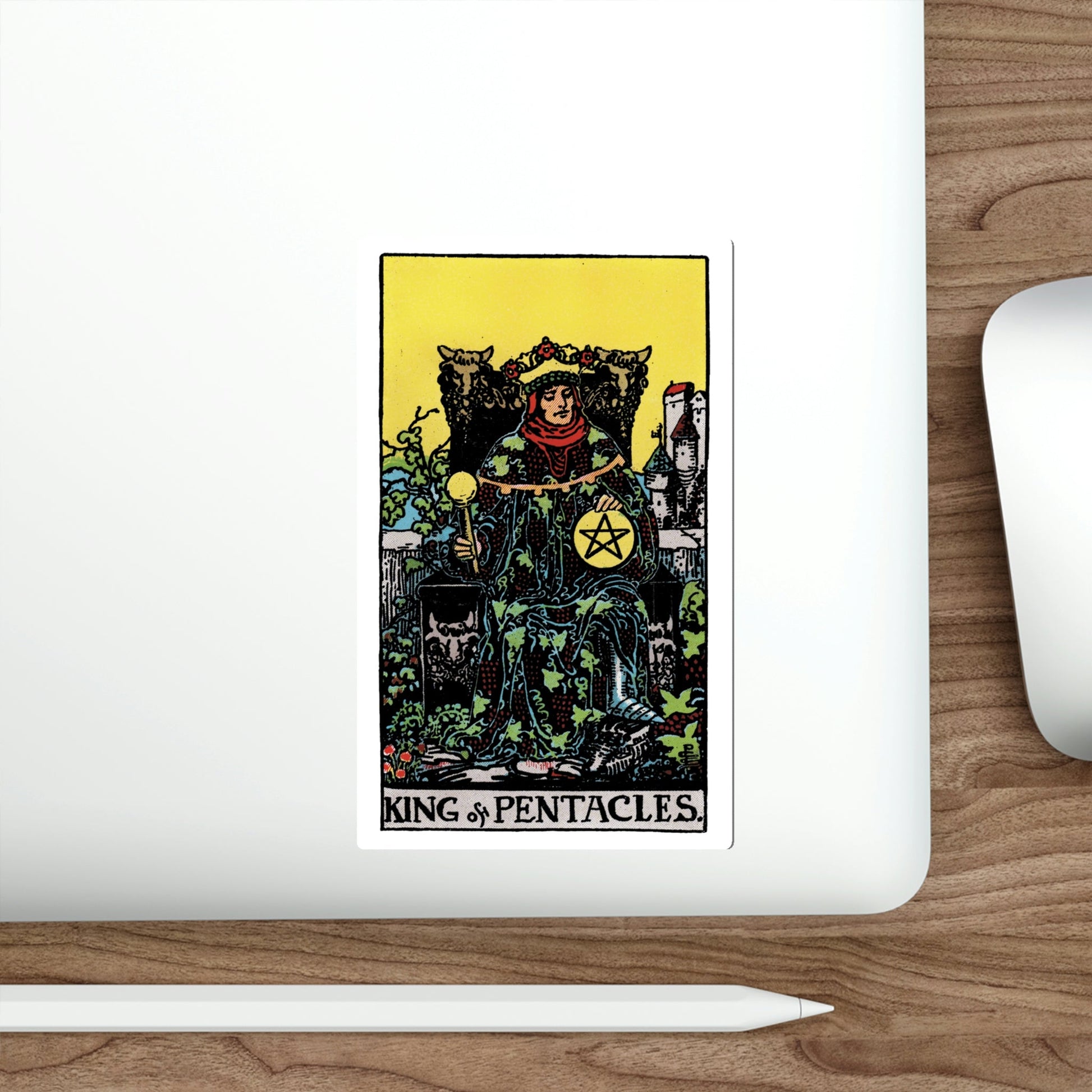 The King of Pentacles (Rider Waite Tarot Deck) STICKER Vinyl Die-Cut Decal-The Sticker Space