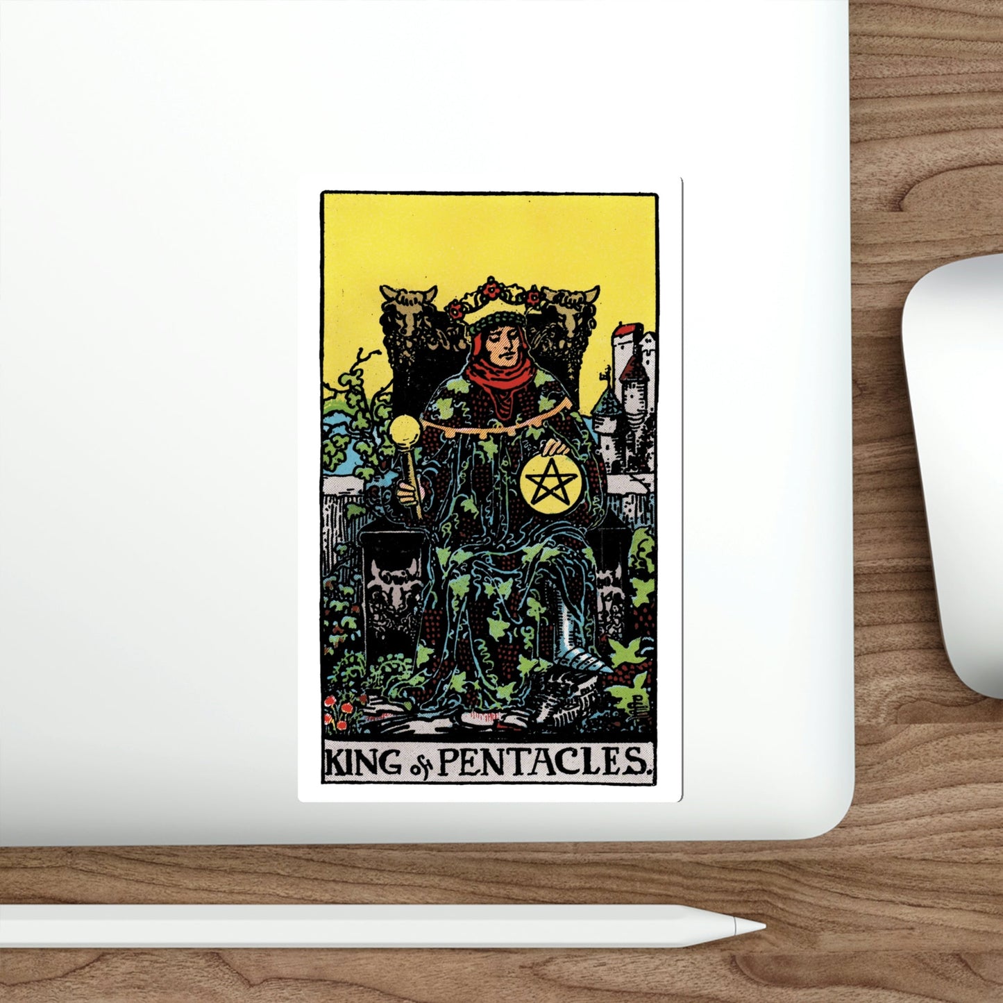 The King of Pentacles (Rider Waite Tarot Deck) STICKER Vinyl Die-Cut Decal-The Sticker Space