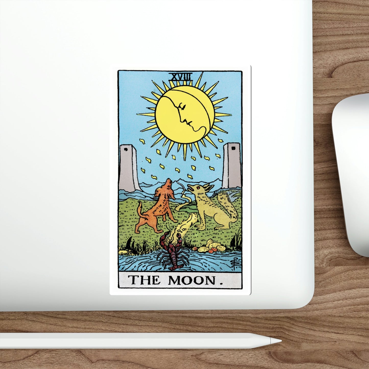 The Moon (Rider Waite Tarot Deck) STICKER Vinyl Die-Cut Decal-The Sticker Space