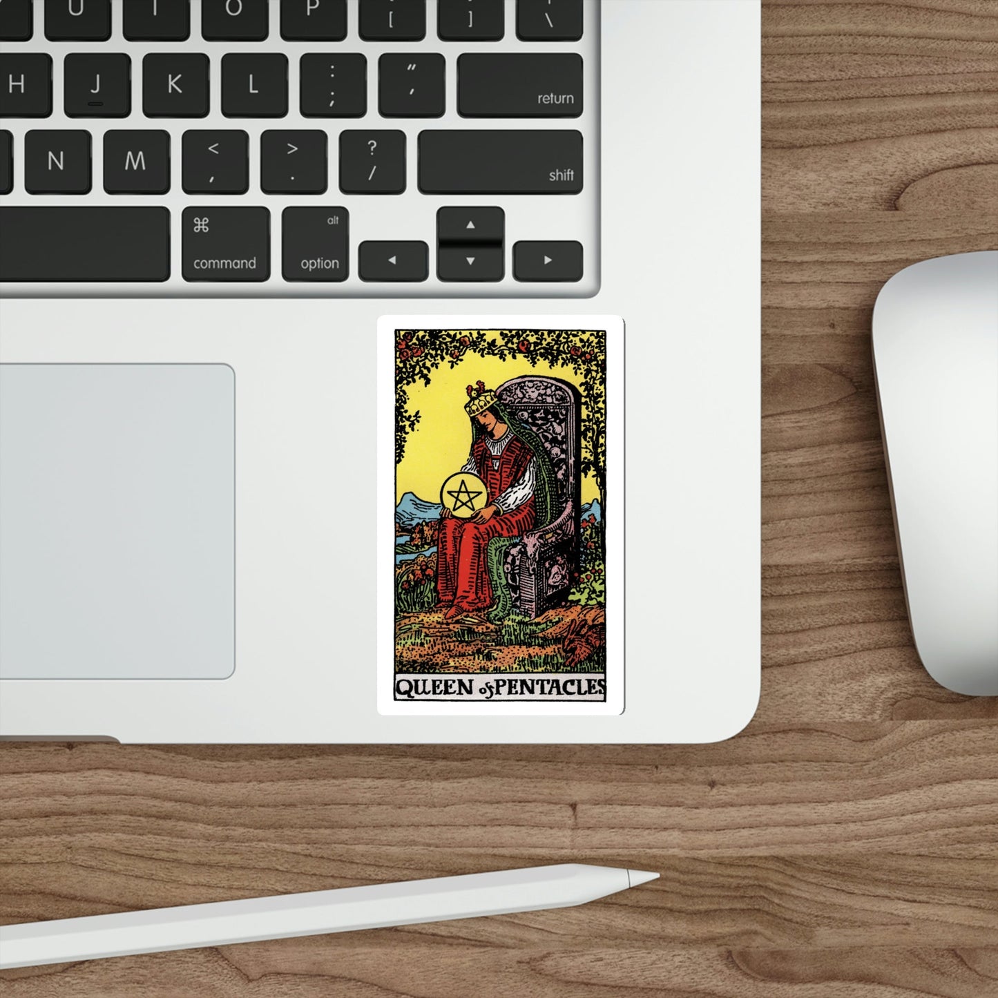 The Queen of Pentacles (Rider Waite Tarot Deck) STICKER Vinyl Die-Cut Decal-The Sticker Space