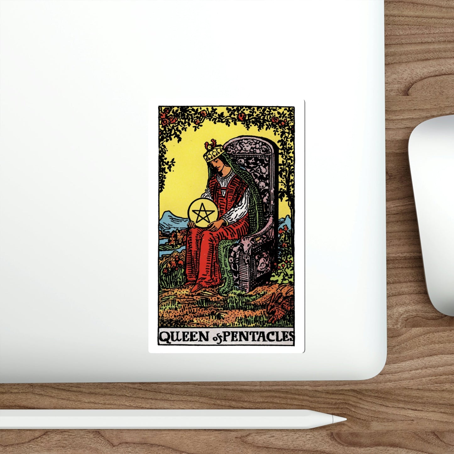 The Queen of Pentacles (Rider Waite Tarot Deck) STICKER Vinyl Die-Cut Decal-The Sticker Space