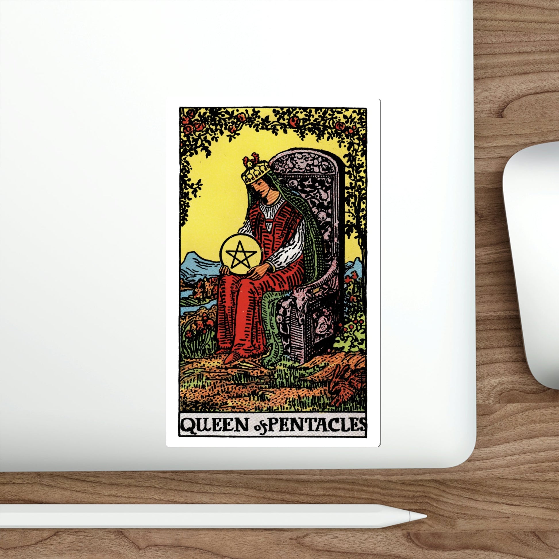 The Queen of Pentacles (Rider Waite Tarot Deck) STICKER Vinyl Die-Cut Decal-The Sticker Space