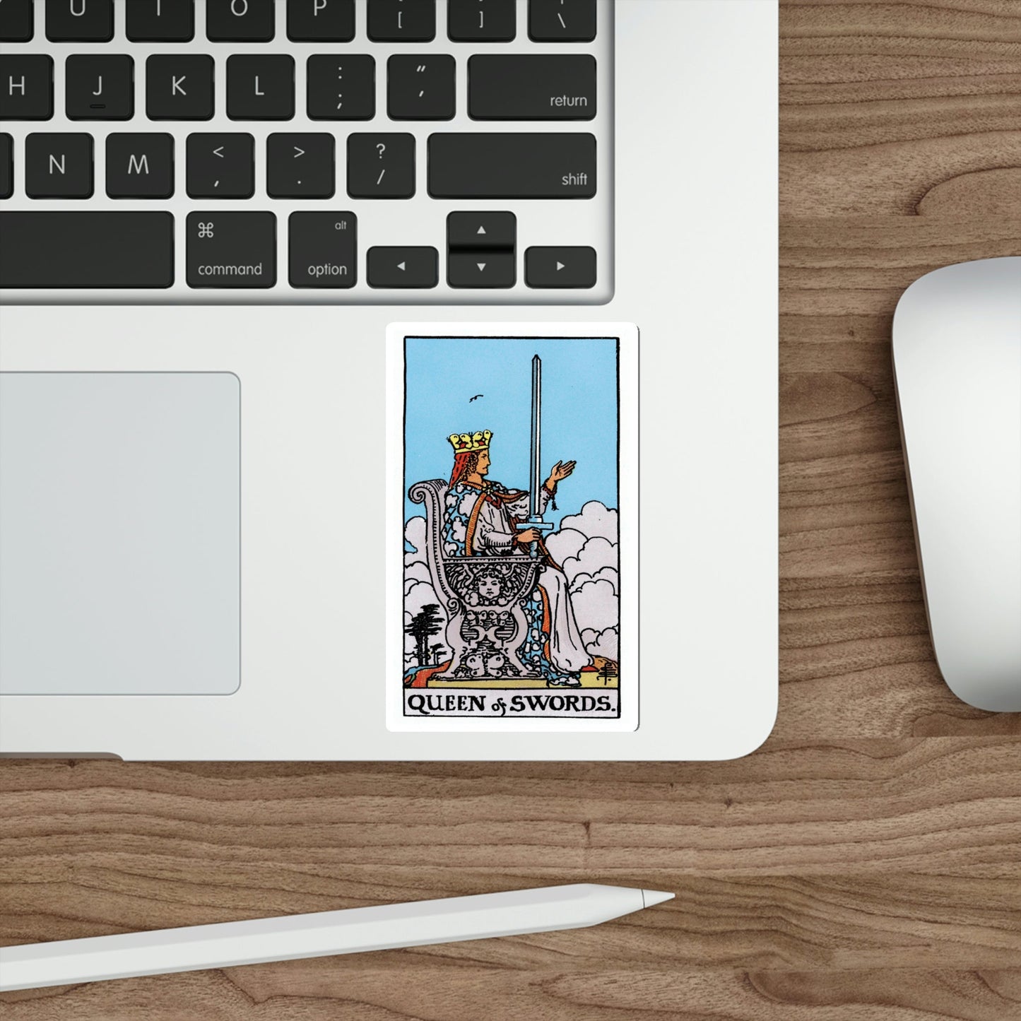 The Queen of Swords (Rider Waite Tarot Deck) STICKER Vinyl Die-Cut Decal-The Sticker Space