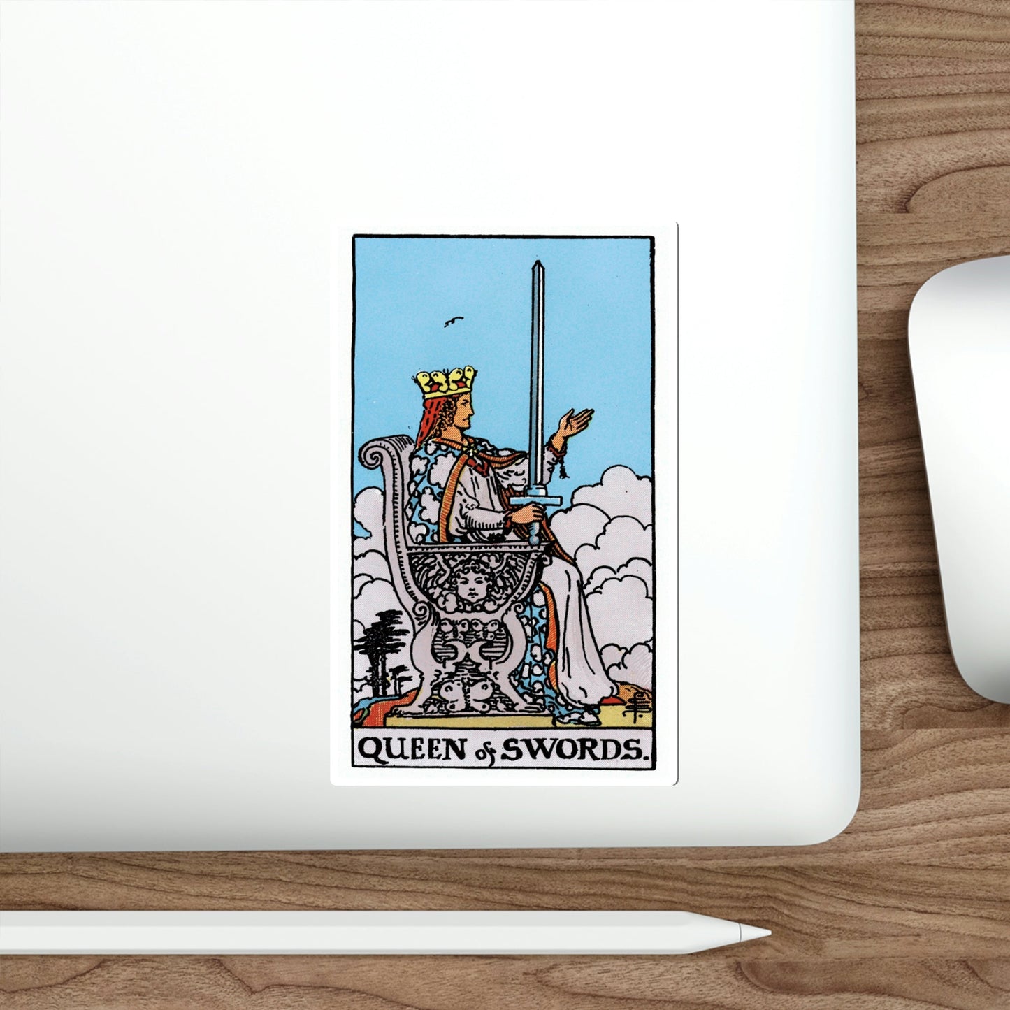The Queen of Swords (Rider Waite Tarot Deck) STICKER Vinyl Die-Cut Decal-The Sticker Space